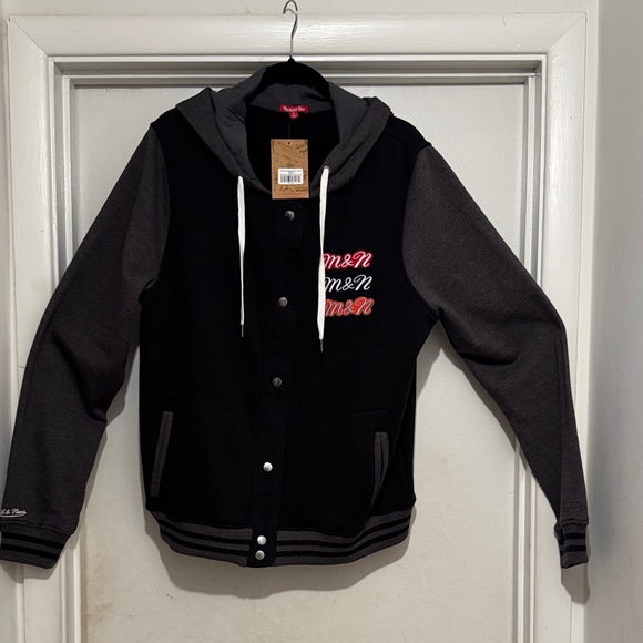 Mitchell & Ness Men’s (or Women’s) Black and Gray Hoodie Jacket - Picture 1 of 16